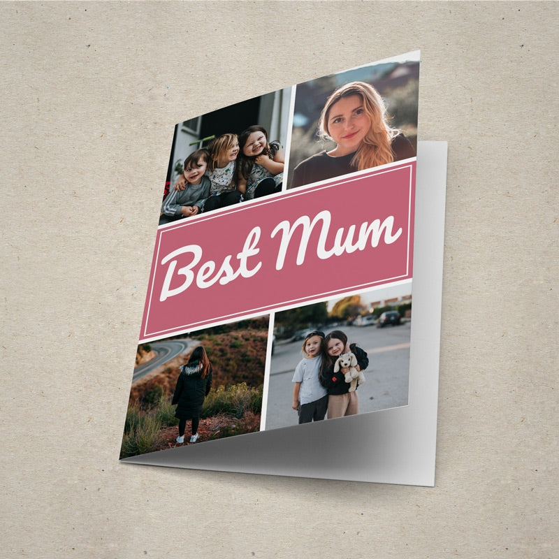 Personalised Photo Grid Best Mum Card Lying Down