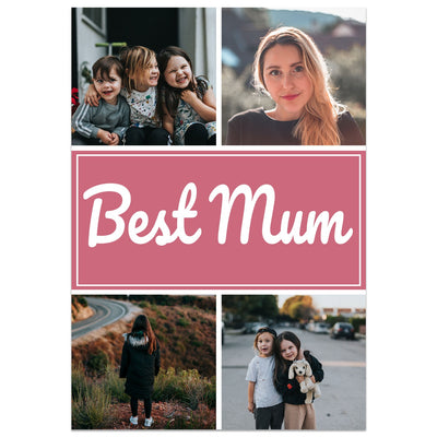 Personalised Photo Grid Best Mum Card Standing Up