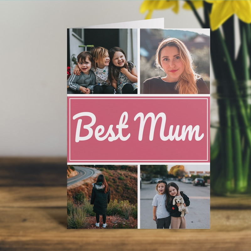 Personalised Photo Grid Best Mum Card Standing Up