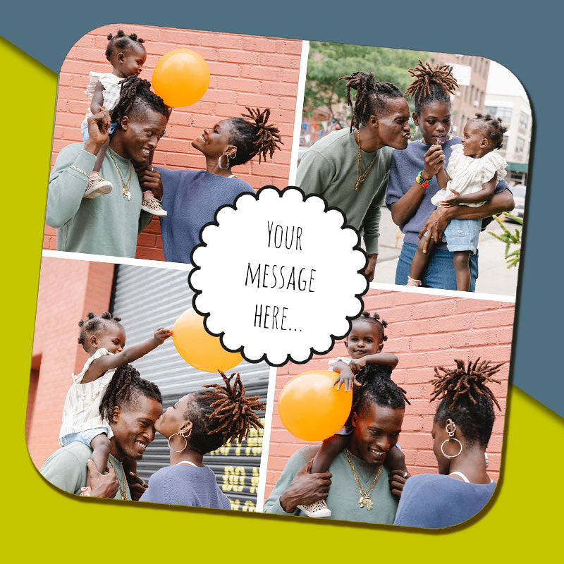 Photo Grid with Bubble Message Coaster