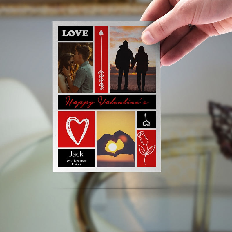 Photo Grid Personalised Valentine's Day Card Held