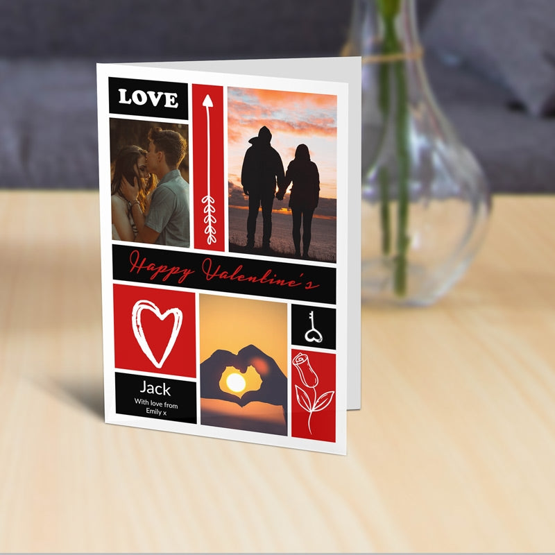 Photo Grid Personalised Valentine's Day Card Standing