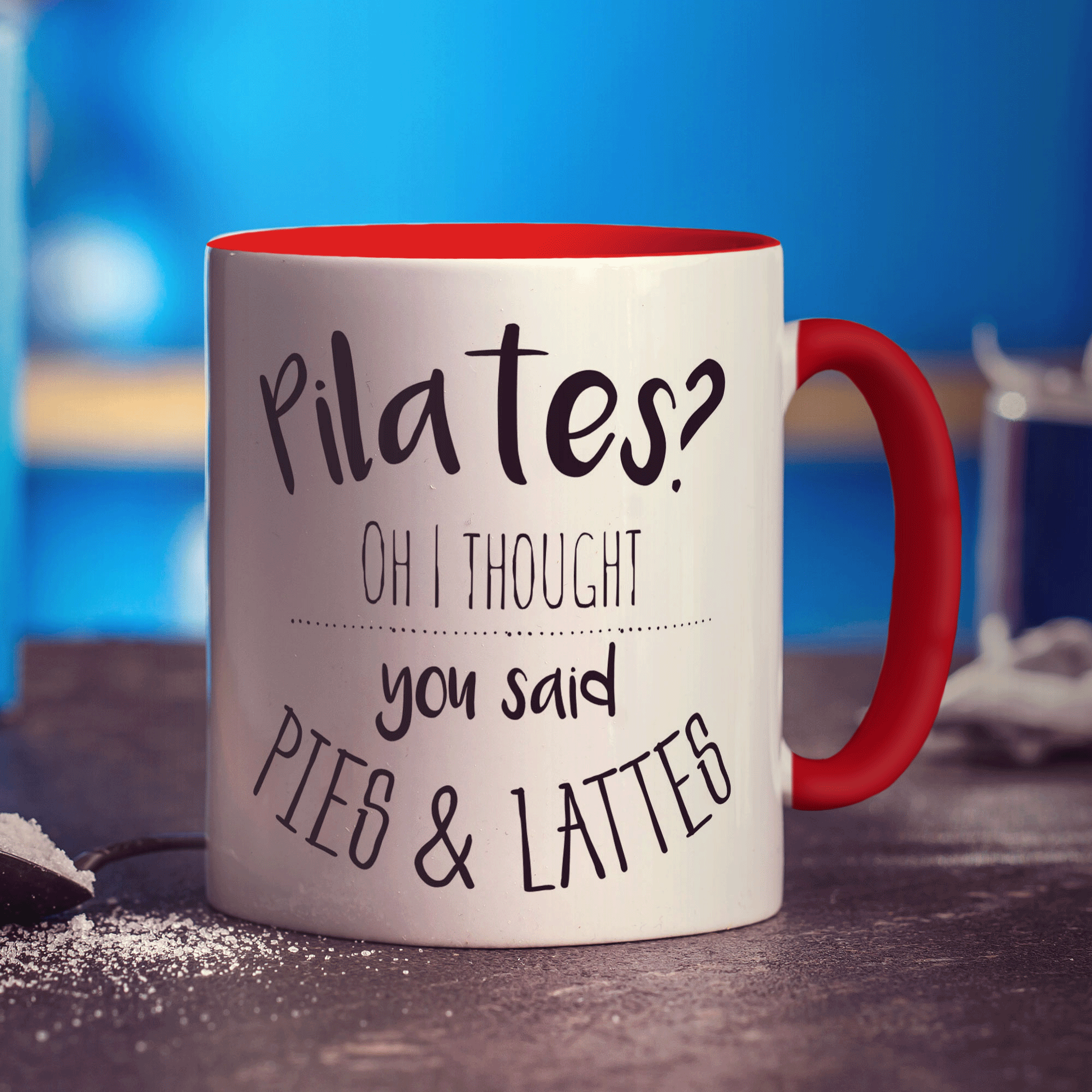 Pilates? Oh I Thought You Said Pies & Lattes Mug - Standard 330ml (11oz) / Red