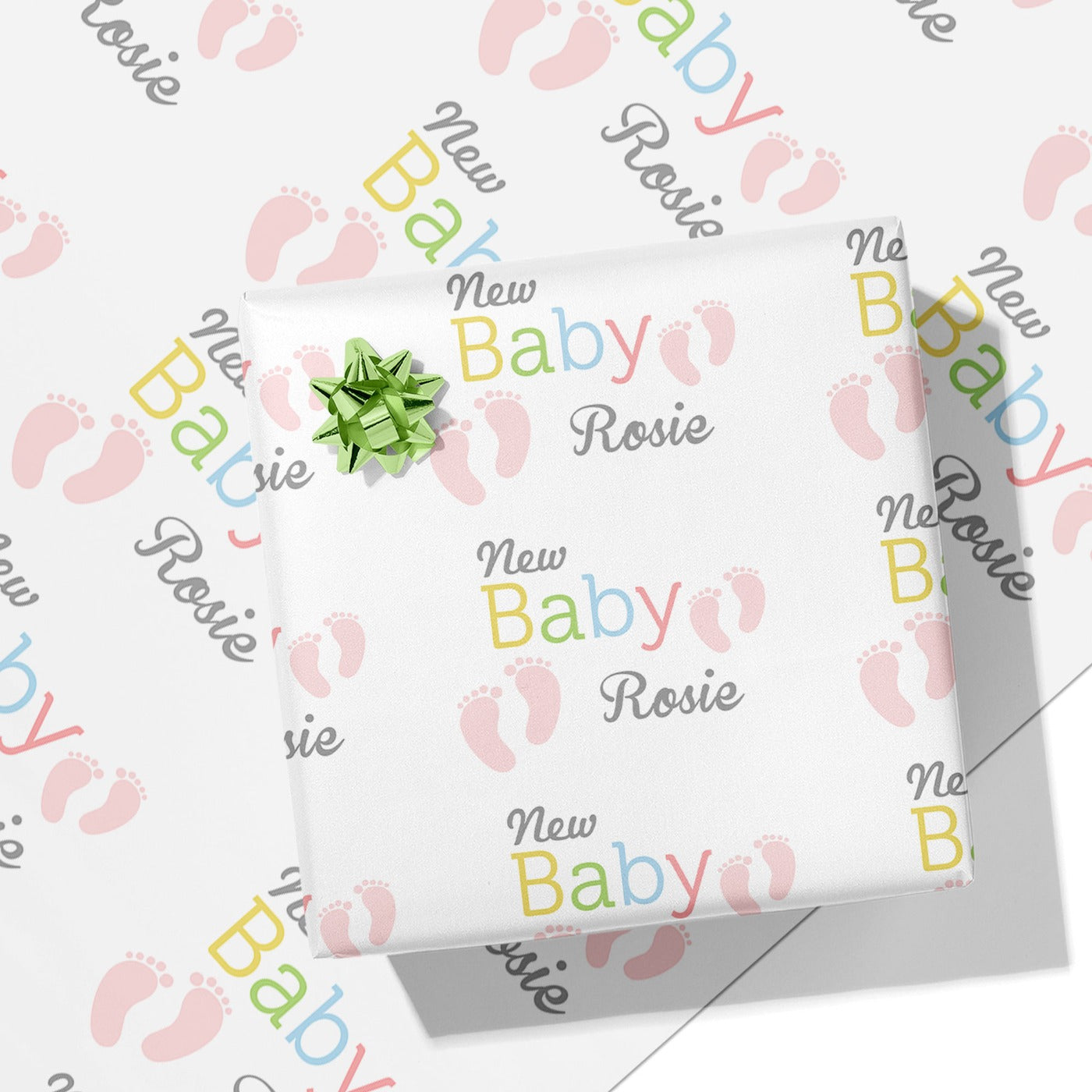 Pink New Baby Name Wrapping Paper