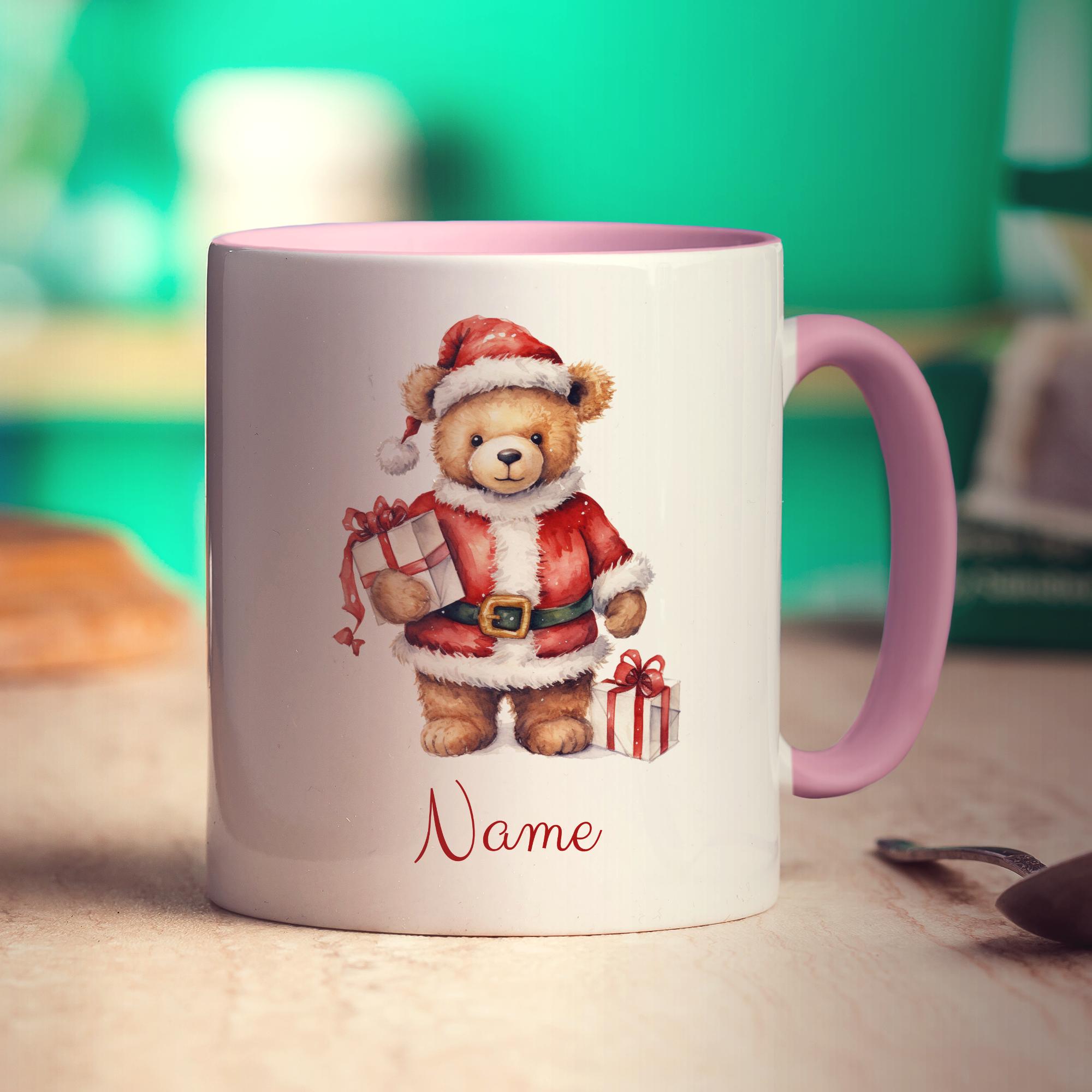 Christmas Teddy Bear Name Mug