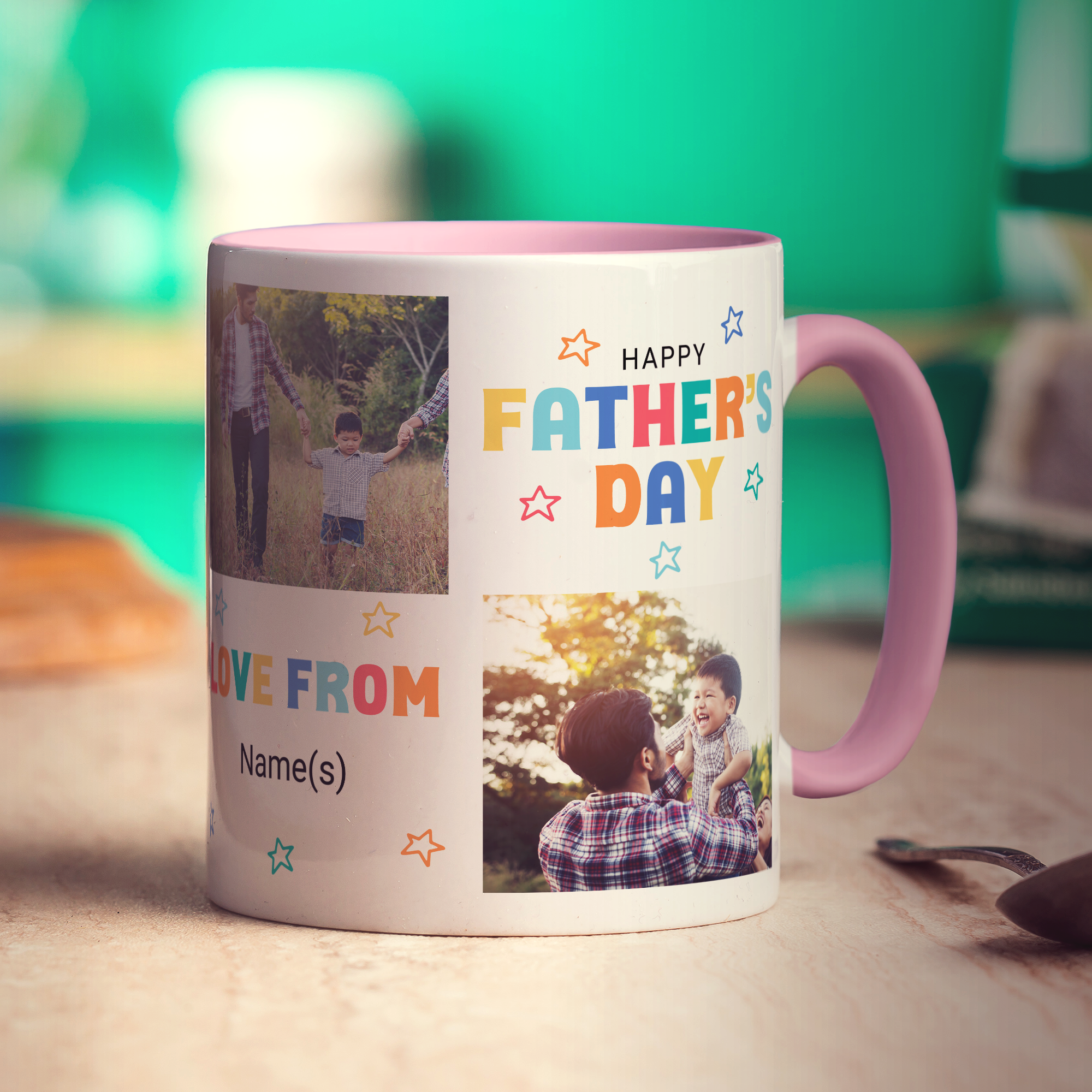 Colourful Happy Father's Day Photo and Text Mug