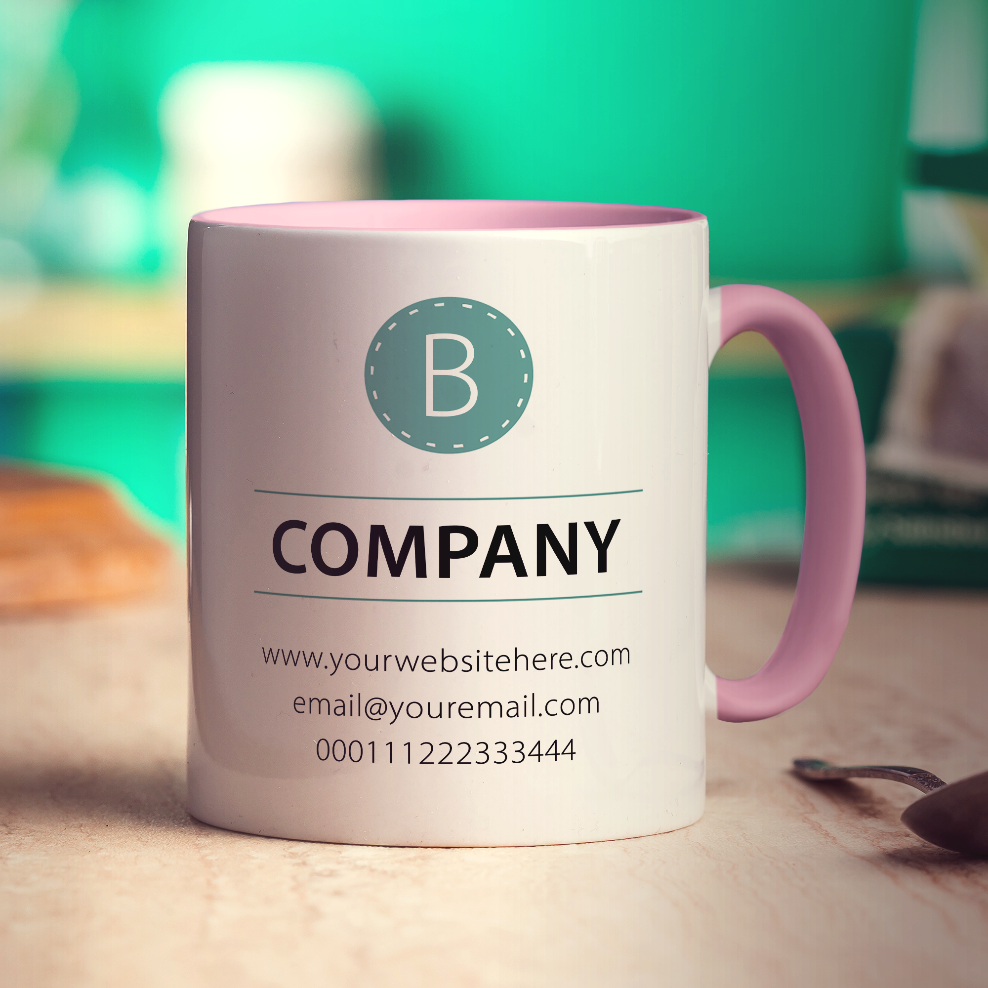 Promotional Mug with Teal Stamp