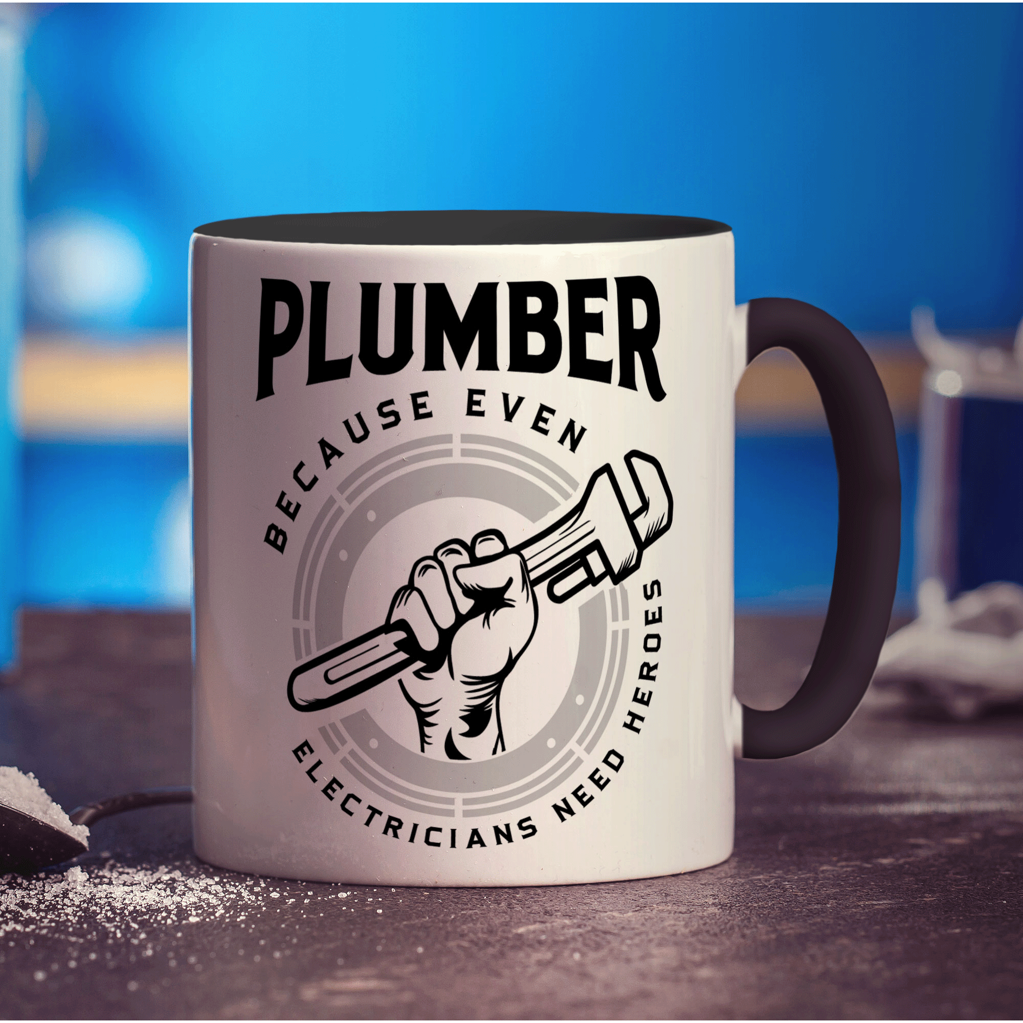 Plumber Because Even Electricians Need Heroes Mug - Standard 330ml (11oz) / Black