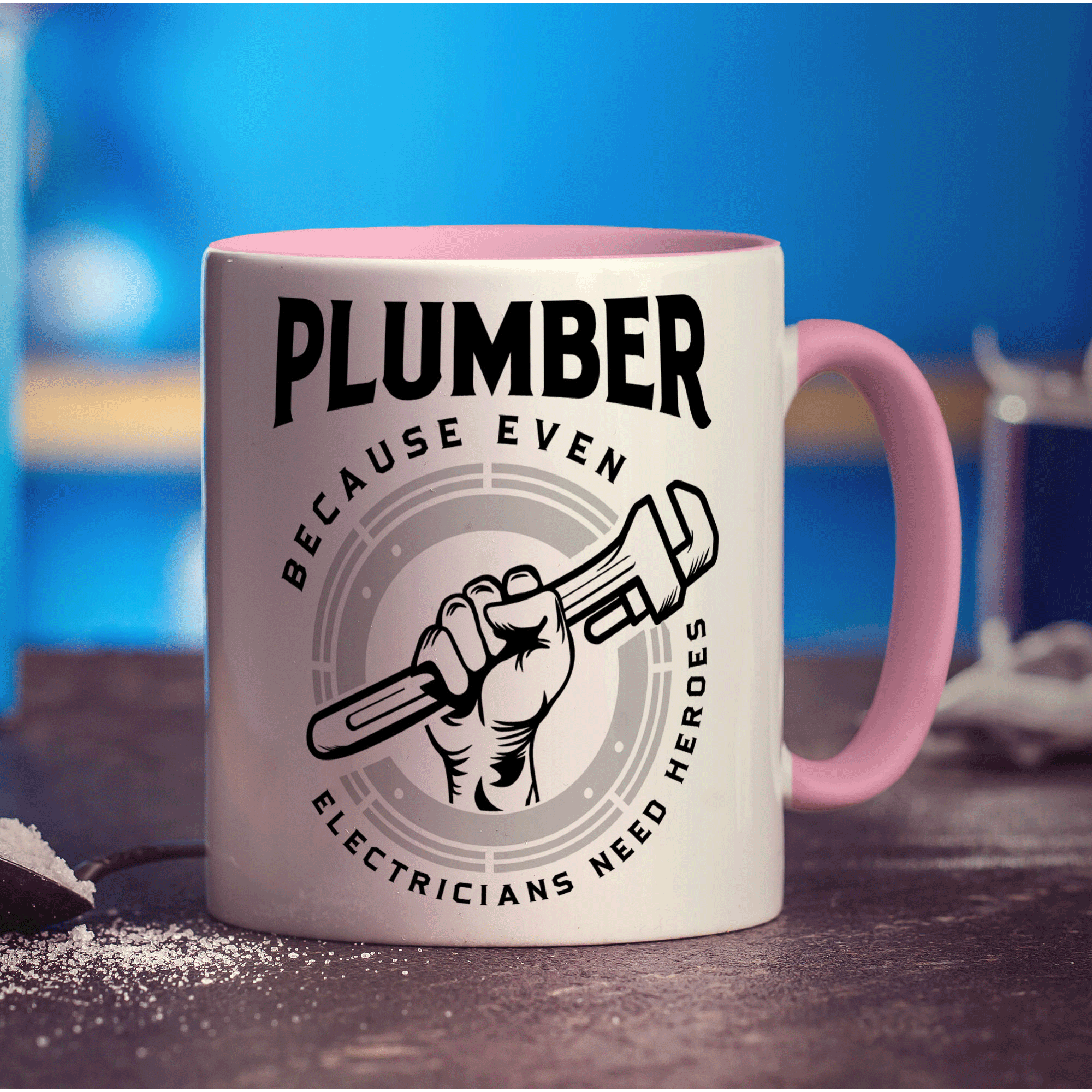 Plumber Because Even Electricians Need Heroes Mug - Standard 330ml (11oz) / Pink