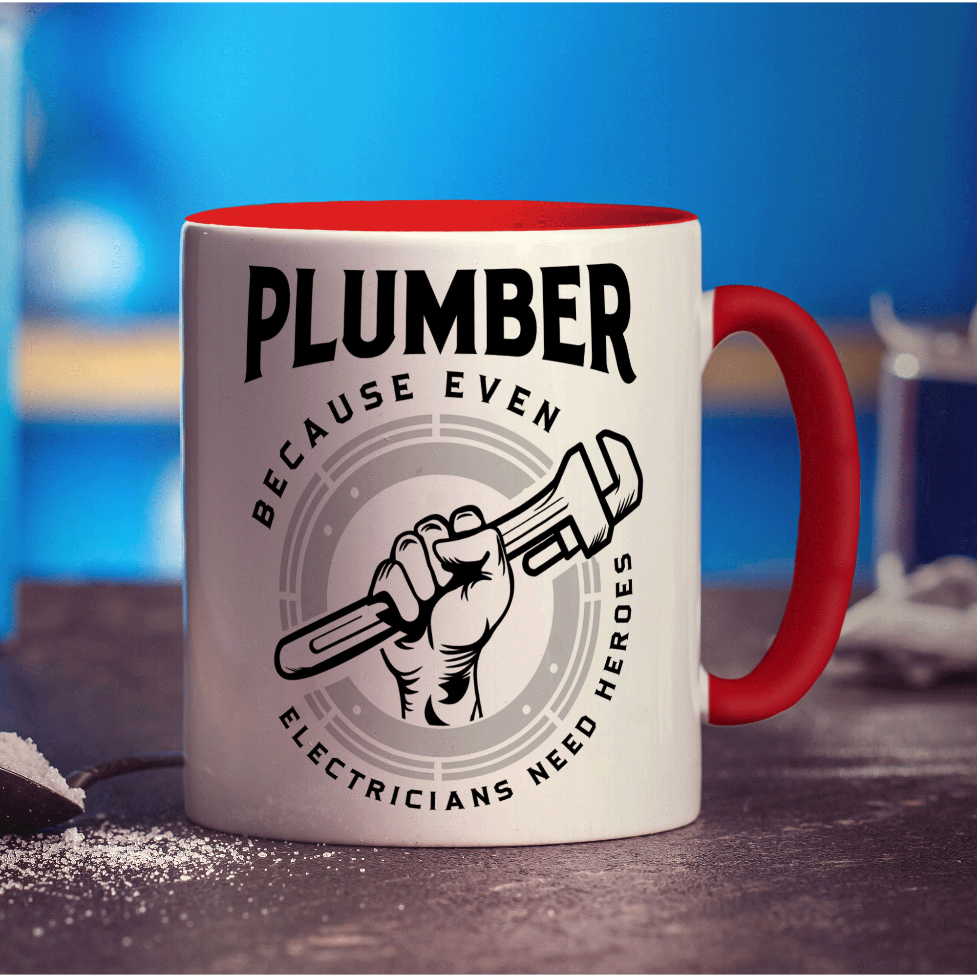 Plumber Because Even Electricians Need Heroes Mug - Standard 330ml (11oz) / Red