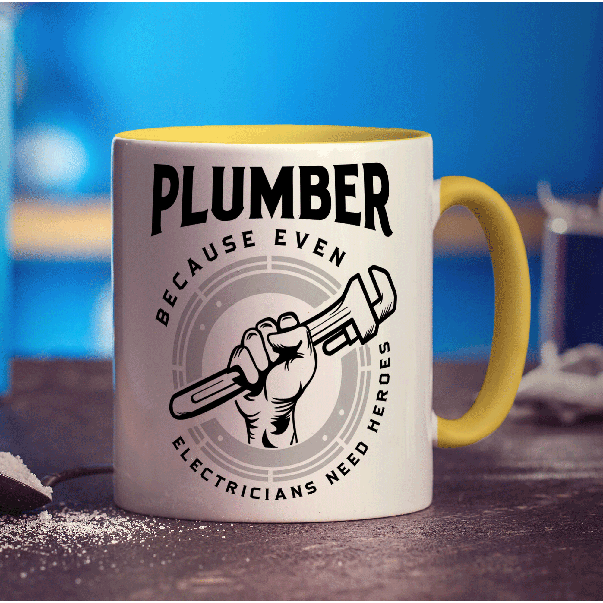 Plumber Because Even Electricians Need Heroes Mug - Standard 330ml (11oz) / Yellow