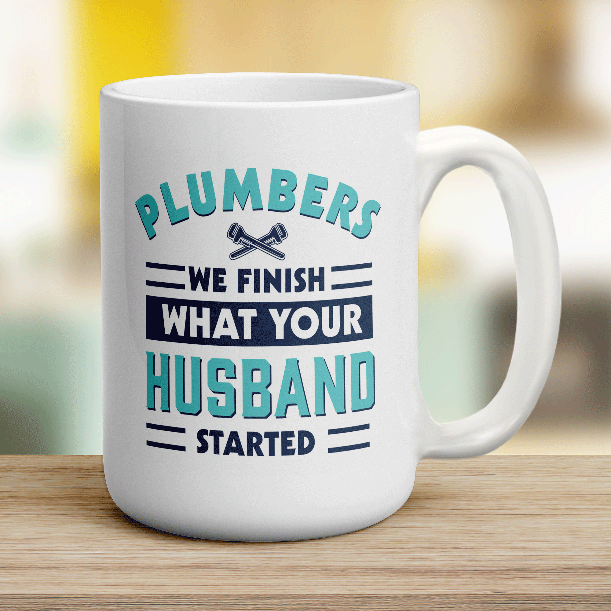 Plumbers We Finish What Your Husband Started Mug - Jumbo 440ml (15oz) / White
