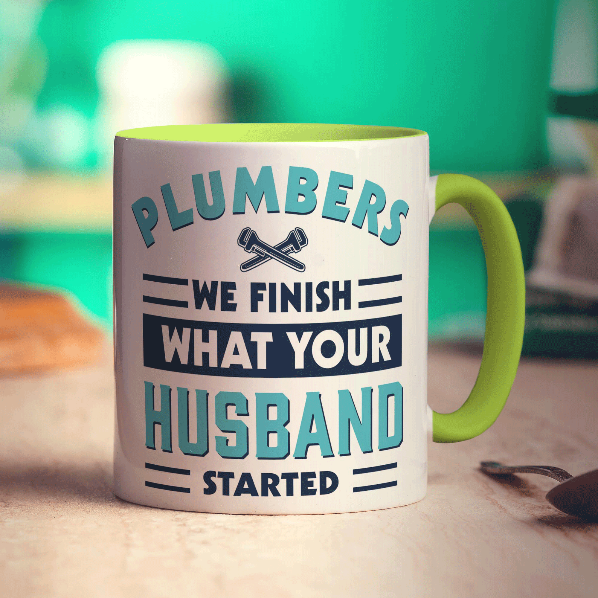 Plumbers We Finish What Your Husband Started Mug - Standard 330ml (11oz) / Green