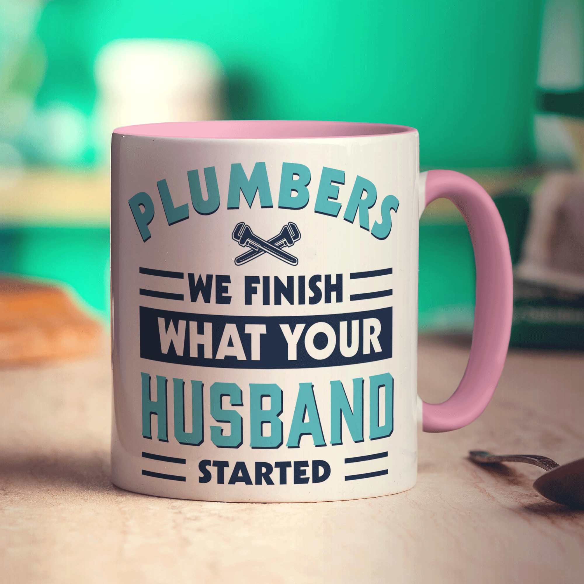 Plumbers We Finish What Your Husband Started Mug - Standard 330ml (11oz) / Pink