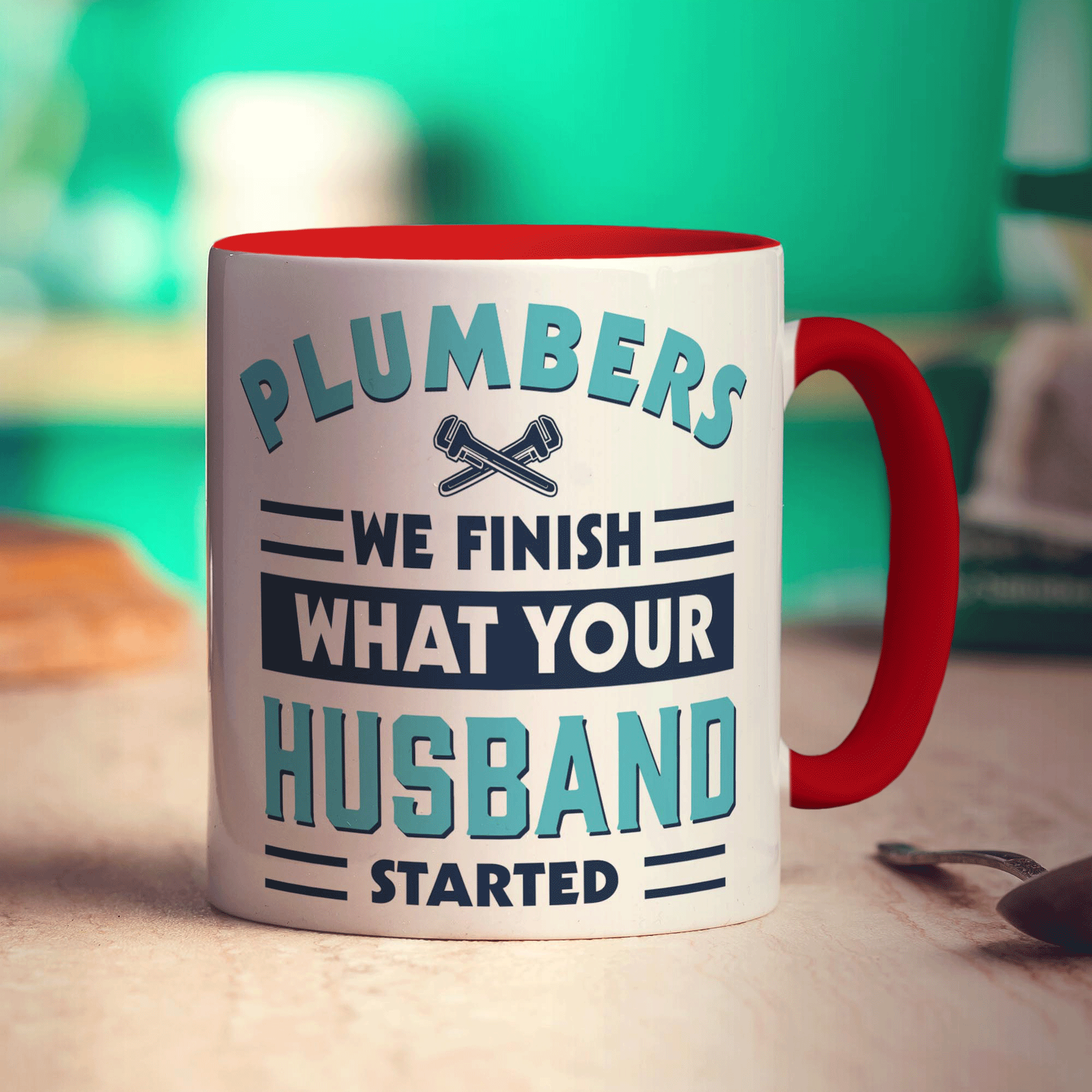 Plumbers We Finish What Your Husband Started Mug - Standard 330ml (11oz) / Red