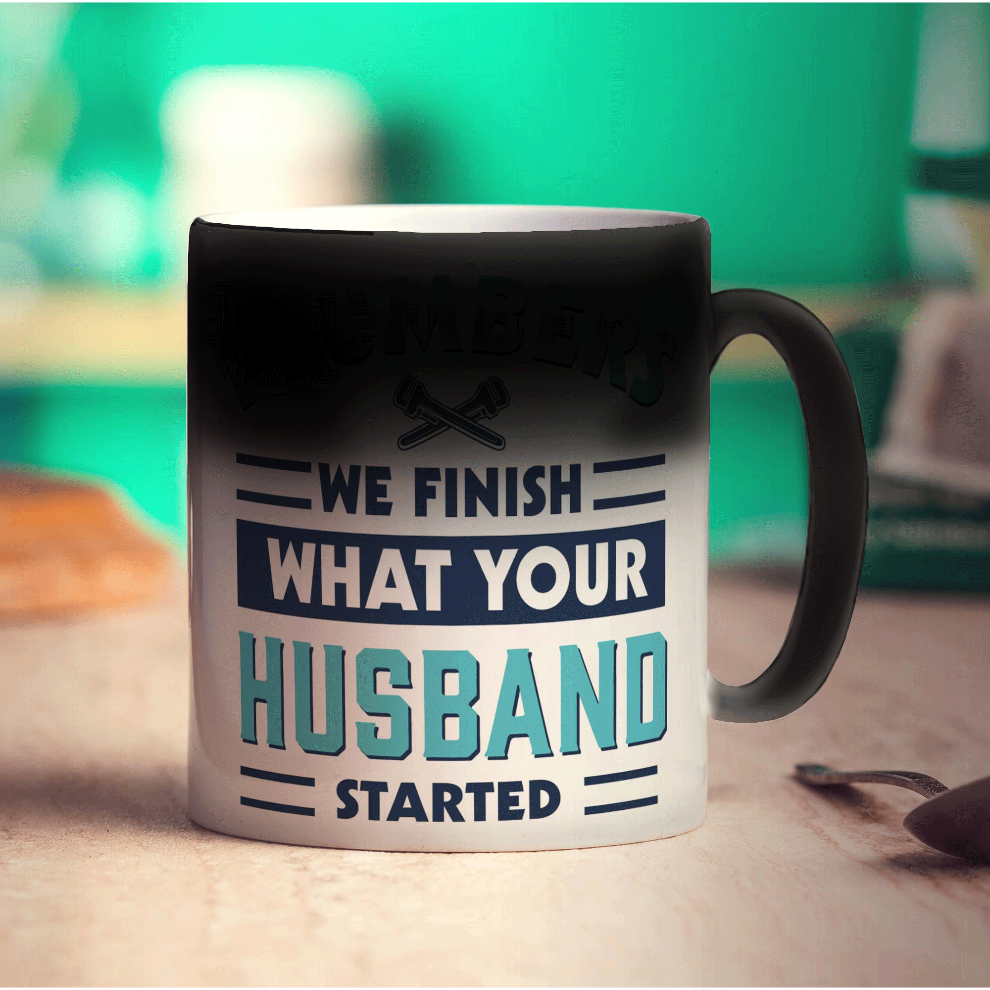 Plumbers We Finish What Your Husband Started Mug - Standard 330ml (11oz) / Magic Mug