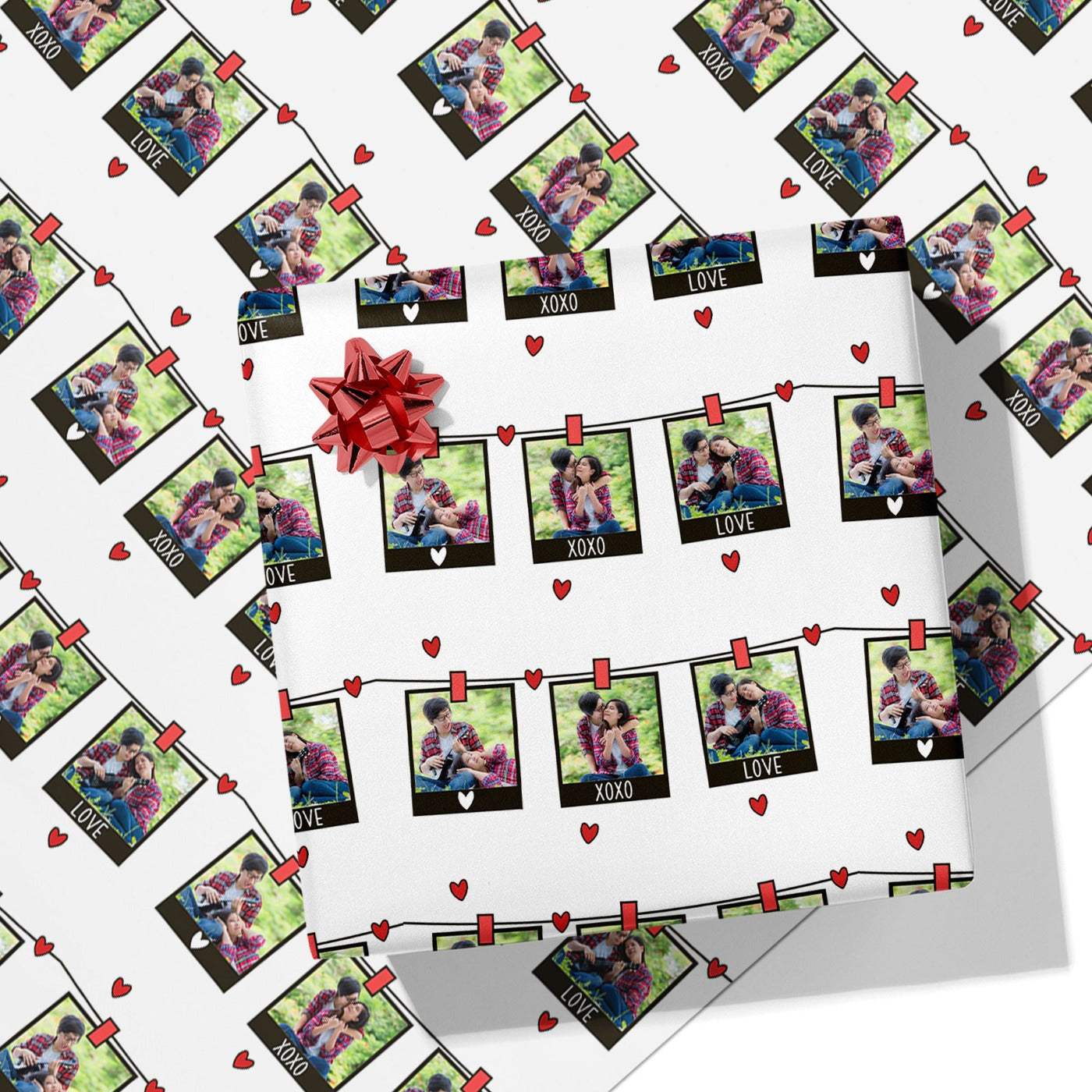 Polaroid Heart Photo Wrapping Paper
