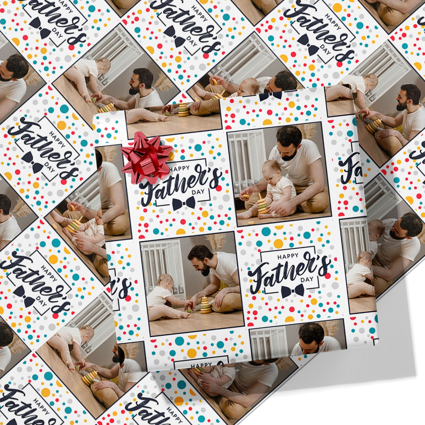 Polka Dot Father's Day Photo Wrapping Paper