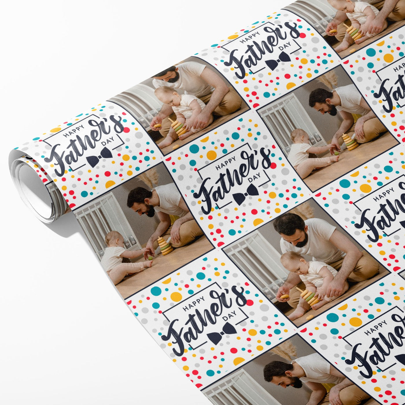 Polka Dot Father's Day Photo Wrapping Paper