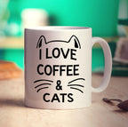 I Love Coffee & Cats Mug - Standard 330ml (11oz) / White
