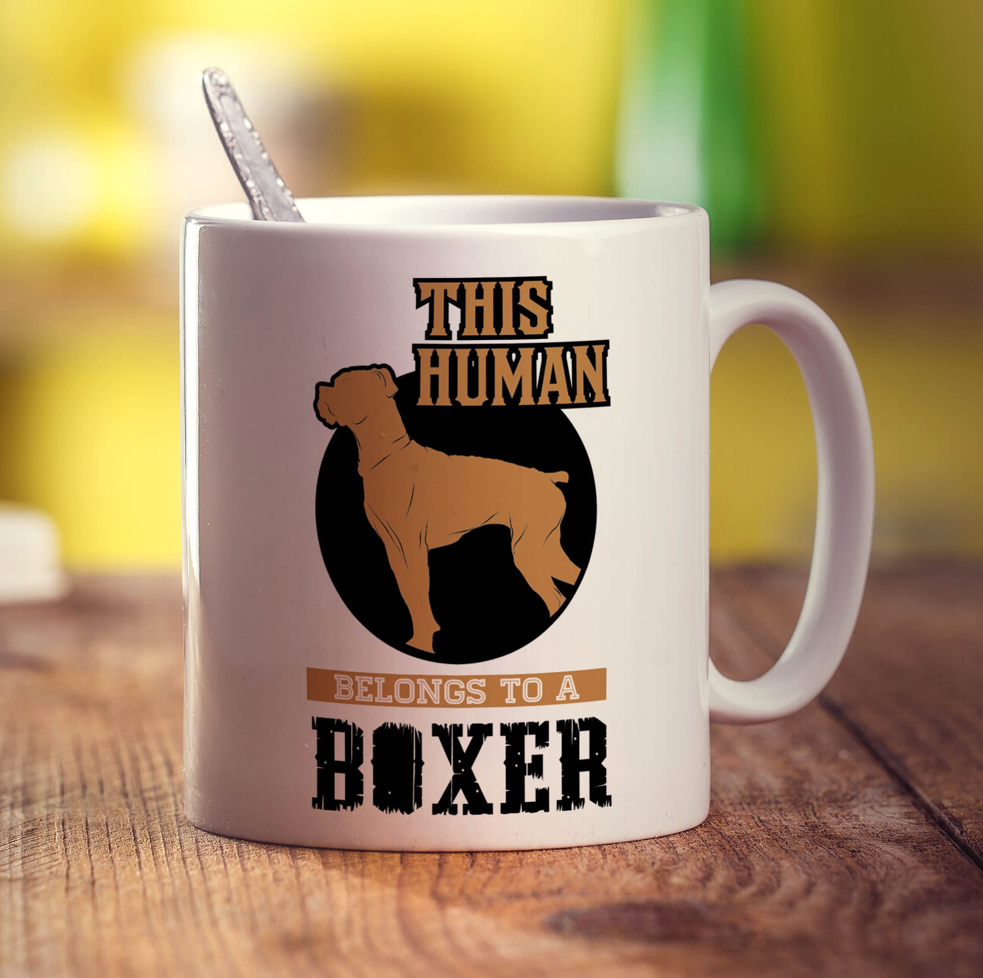 This Human Belongs To A Boxer Mug
