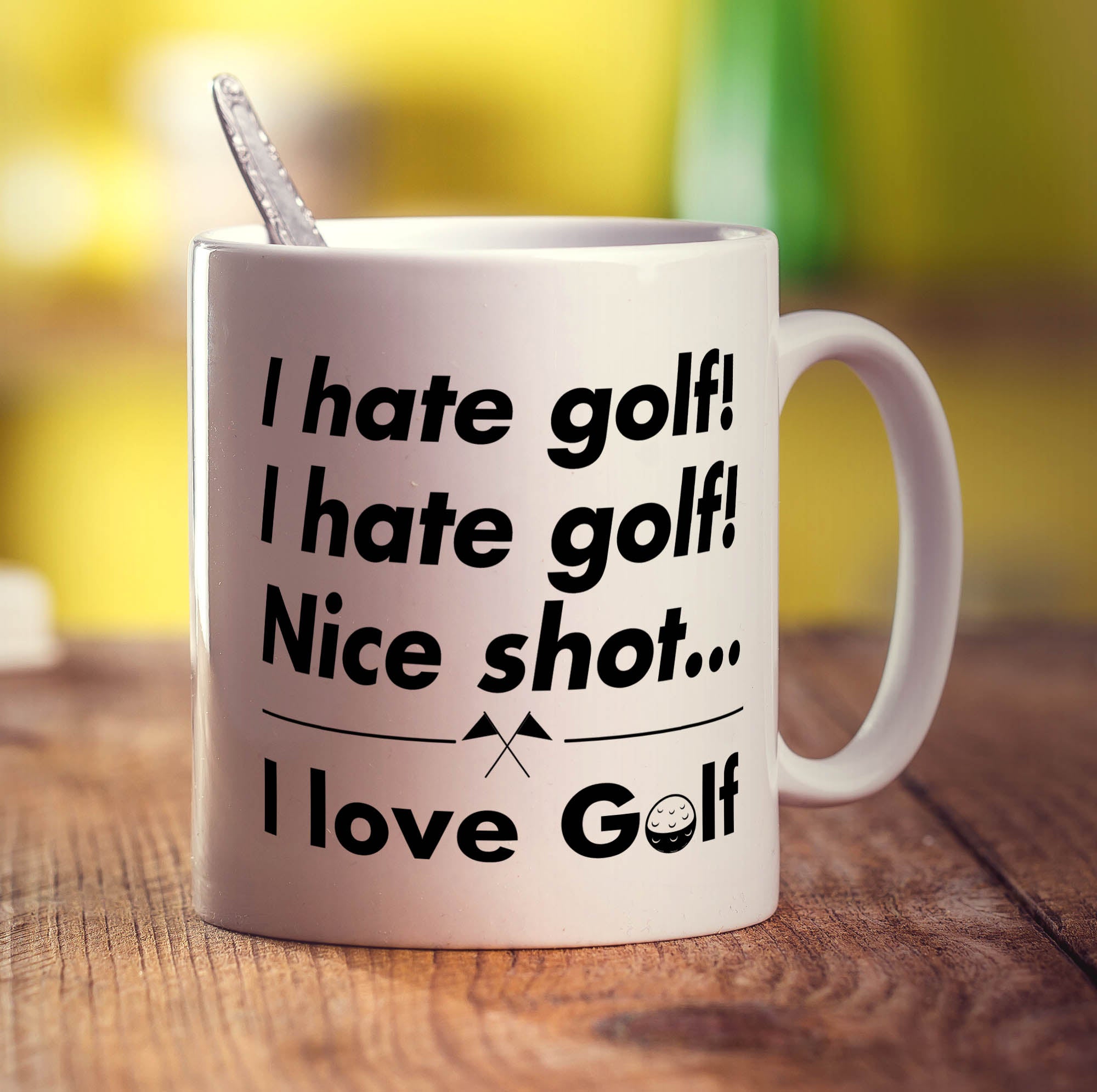 I Hate Golf, I Hate Golf! Nice Shot... I Love Golf Mug - Standard 330ml (11oz) / White