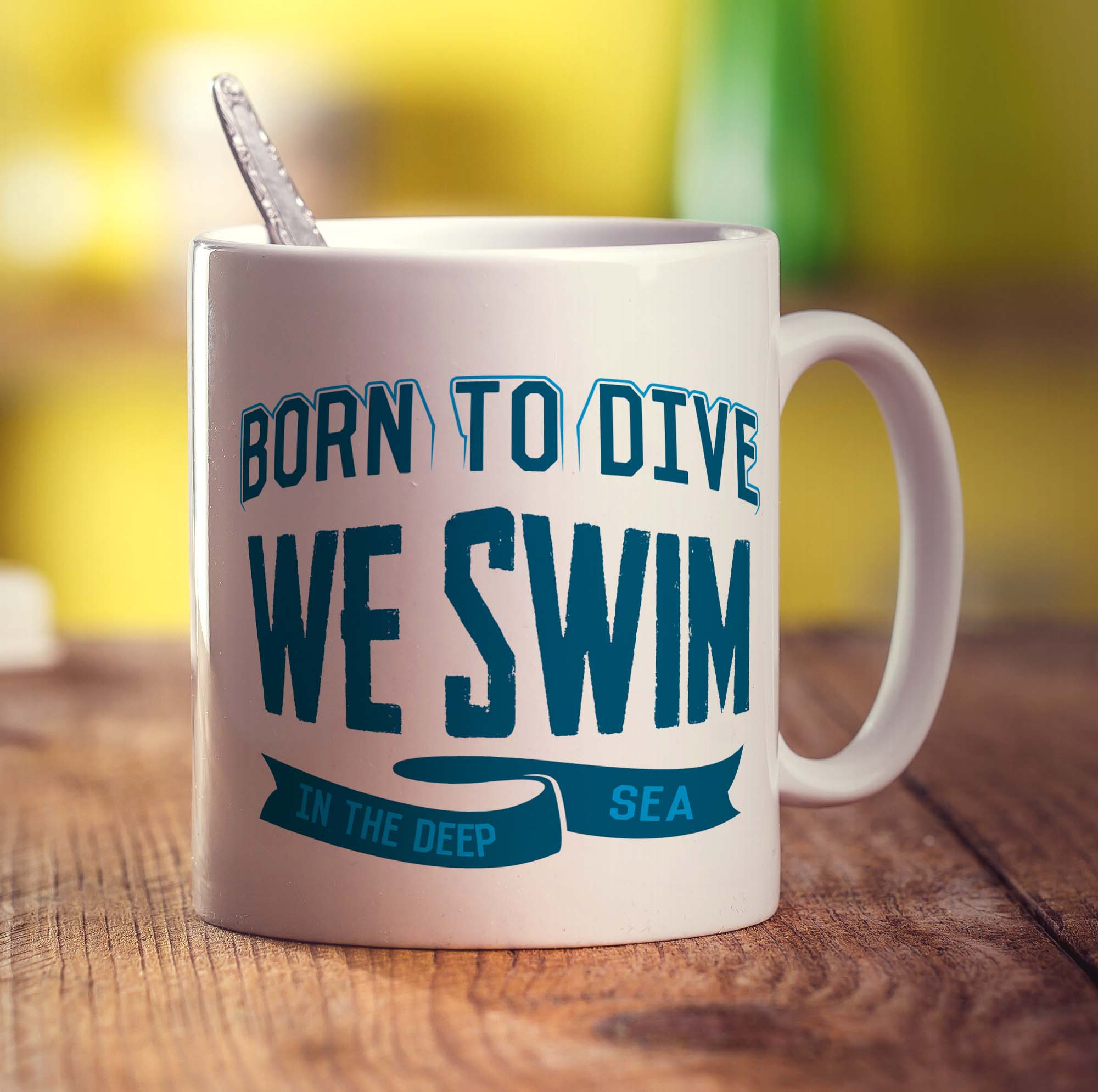 Born to Dive, We Swim in the Deep Sea Mug - Standard 330ml (11oz) / White
