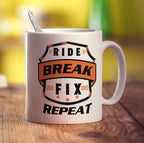 Ride, Break, Fix, Repeat Mug - Standard 330ml (11oz) / White