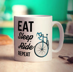 Eat Sleep, Ride Repeat Mug - Standard 330ml (11oz) / White