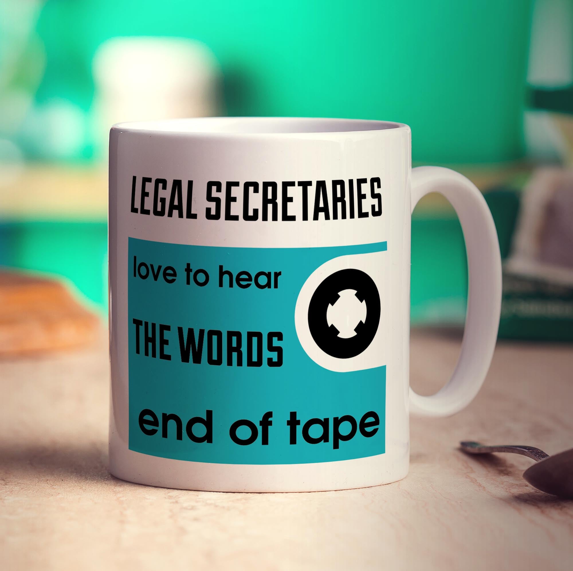 Legal Secretaries Long To Hear The Words.. "End Of Tape"! Mug