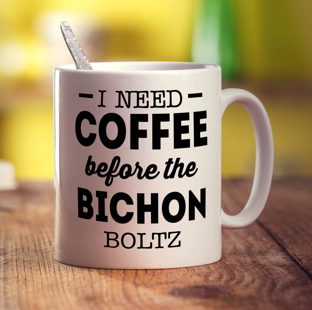 I Need Coffee Before the Bichon Boltz Mug - Standard 330ml (11oz) / White