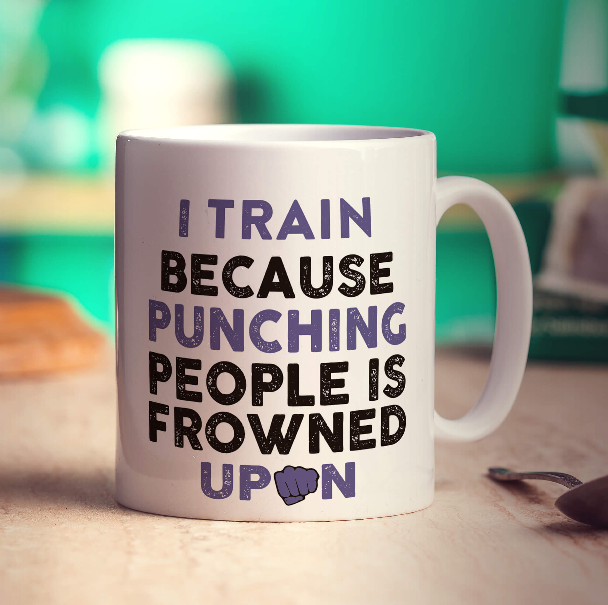 I Train Because Punching People is Frowned Upon Mug - Standard 330ml (11oz) / White