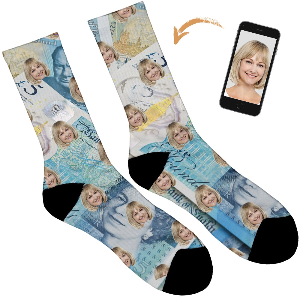 Personalised Bank Note Socks British Fiver