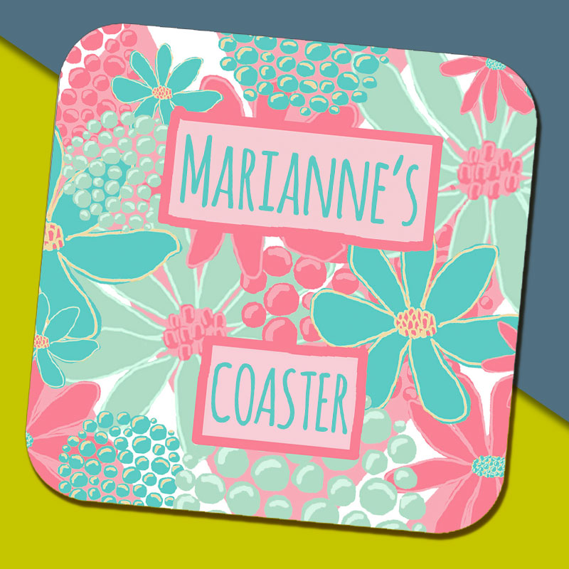 Pretty Floral Name Coaster by Sophie Rawlings