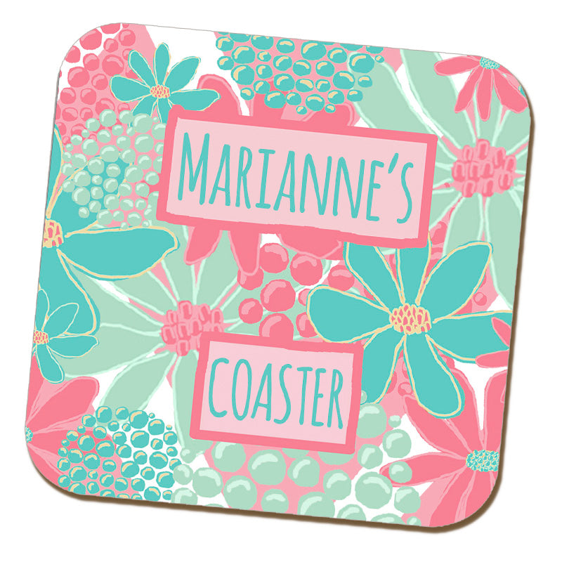 Pretty Floral Name Coaster by Sophie Rawlings
