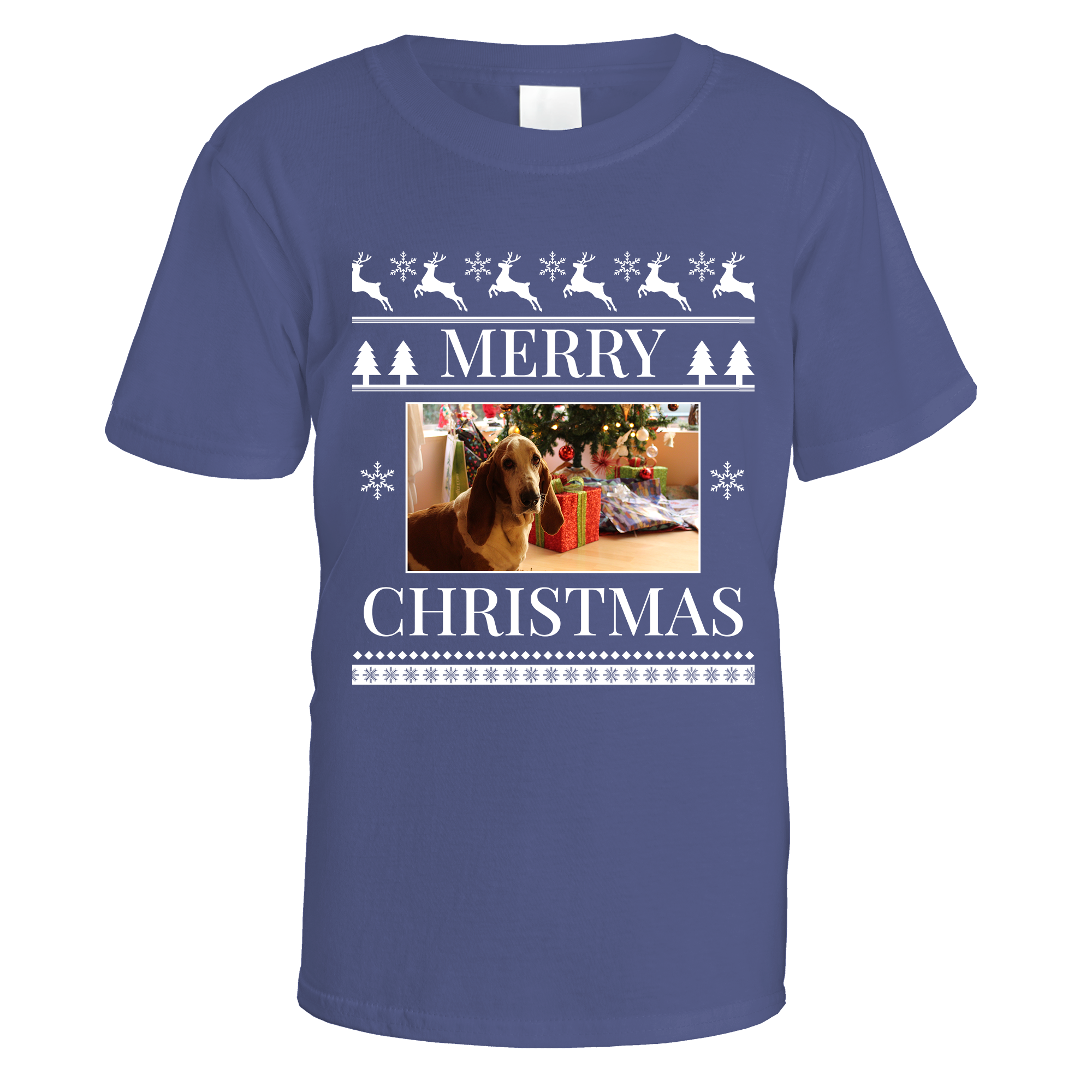 Merry Christmas Photo Patterned Personalised T-Shirt