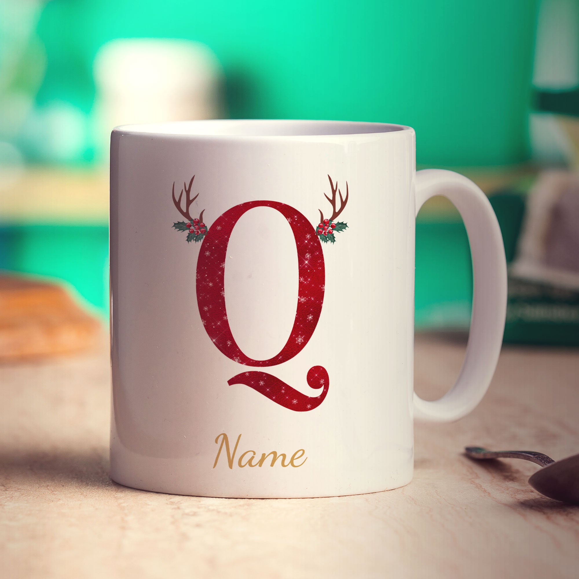 Personalised Festive Initial Mug with Name