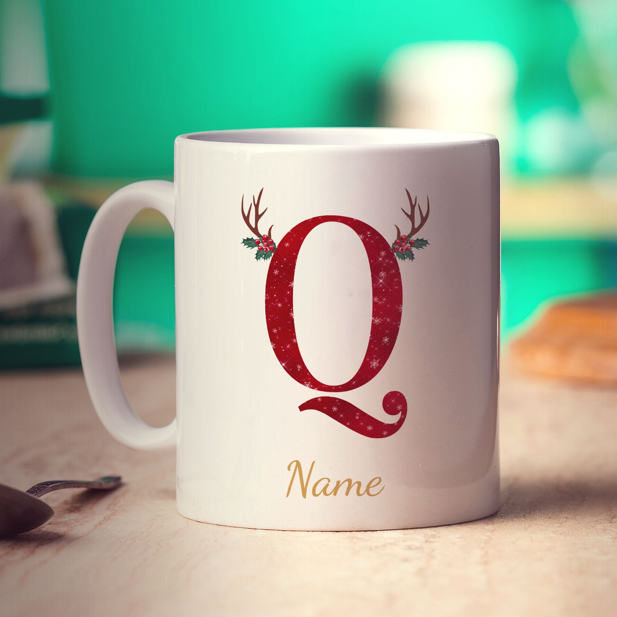 Personalised Festive Initial Mug with Name
