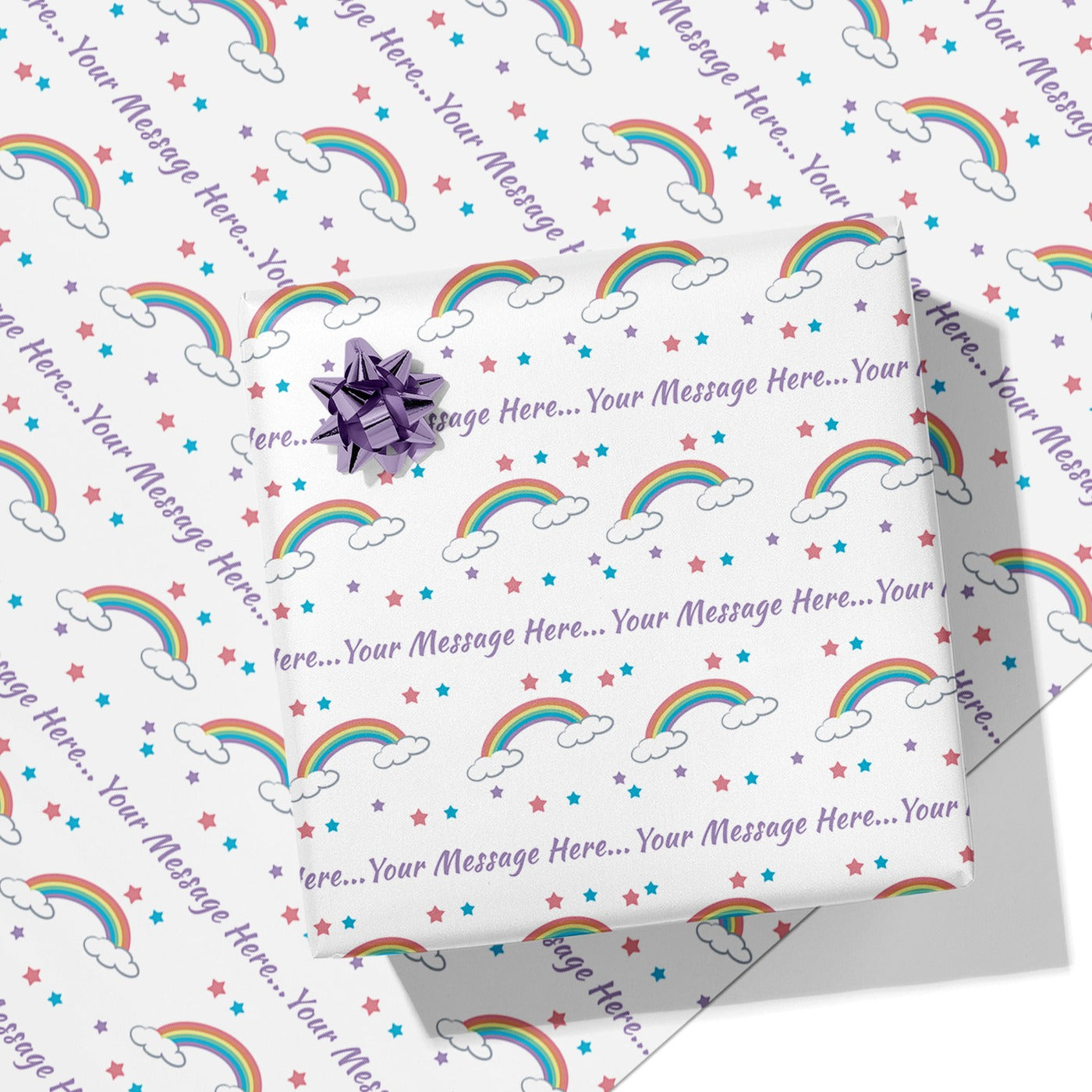 Rainbow & Stars Message Wrapping Paper
