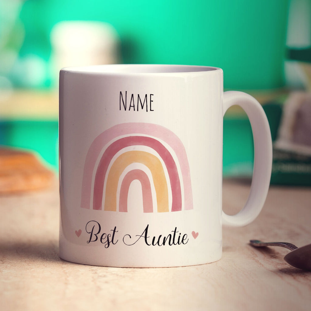 Rainbow Best Auntie Personalised Name Mug