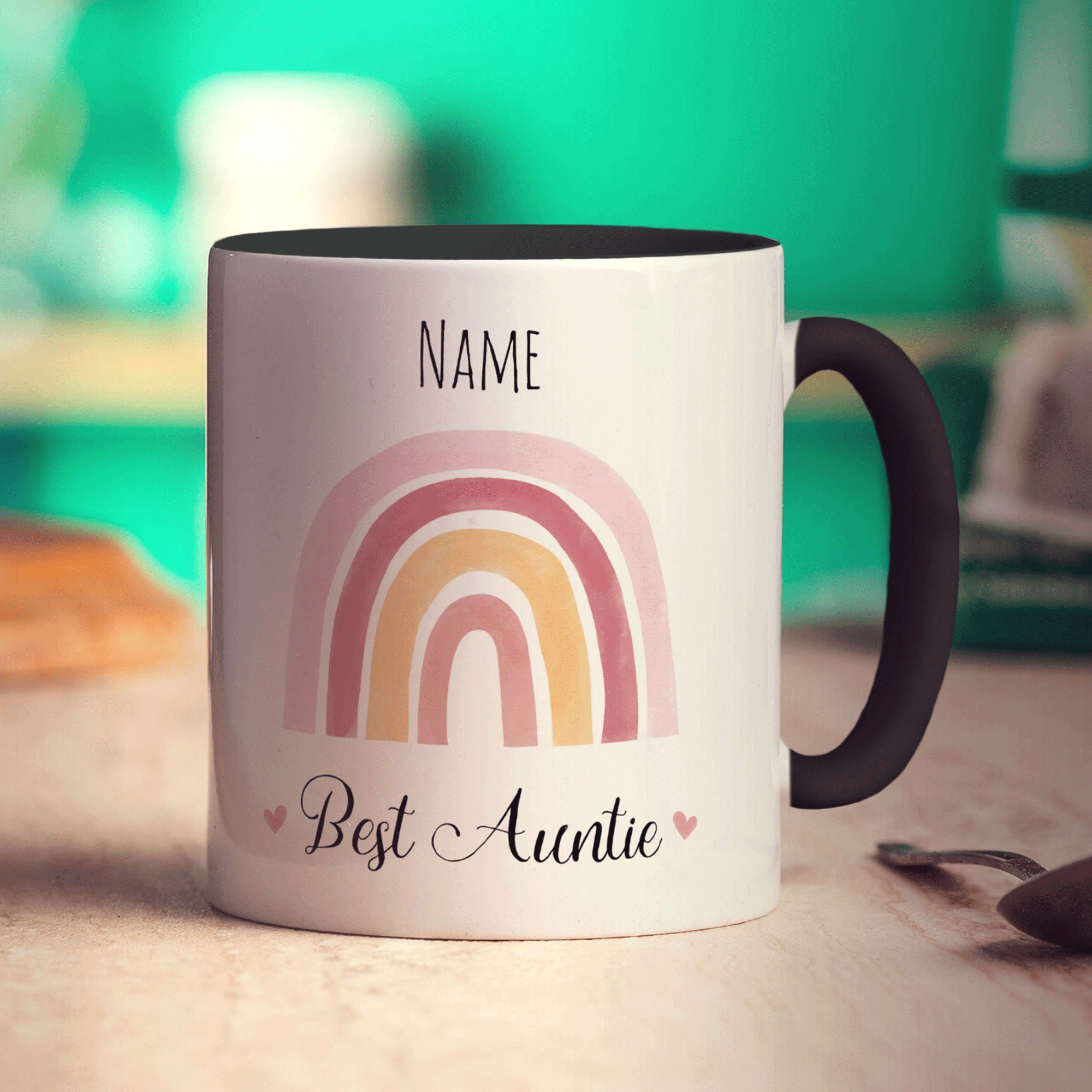 Rainbow Best Auntie Personalised Name Mug