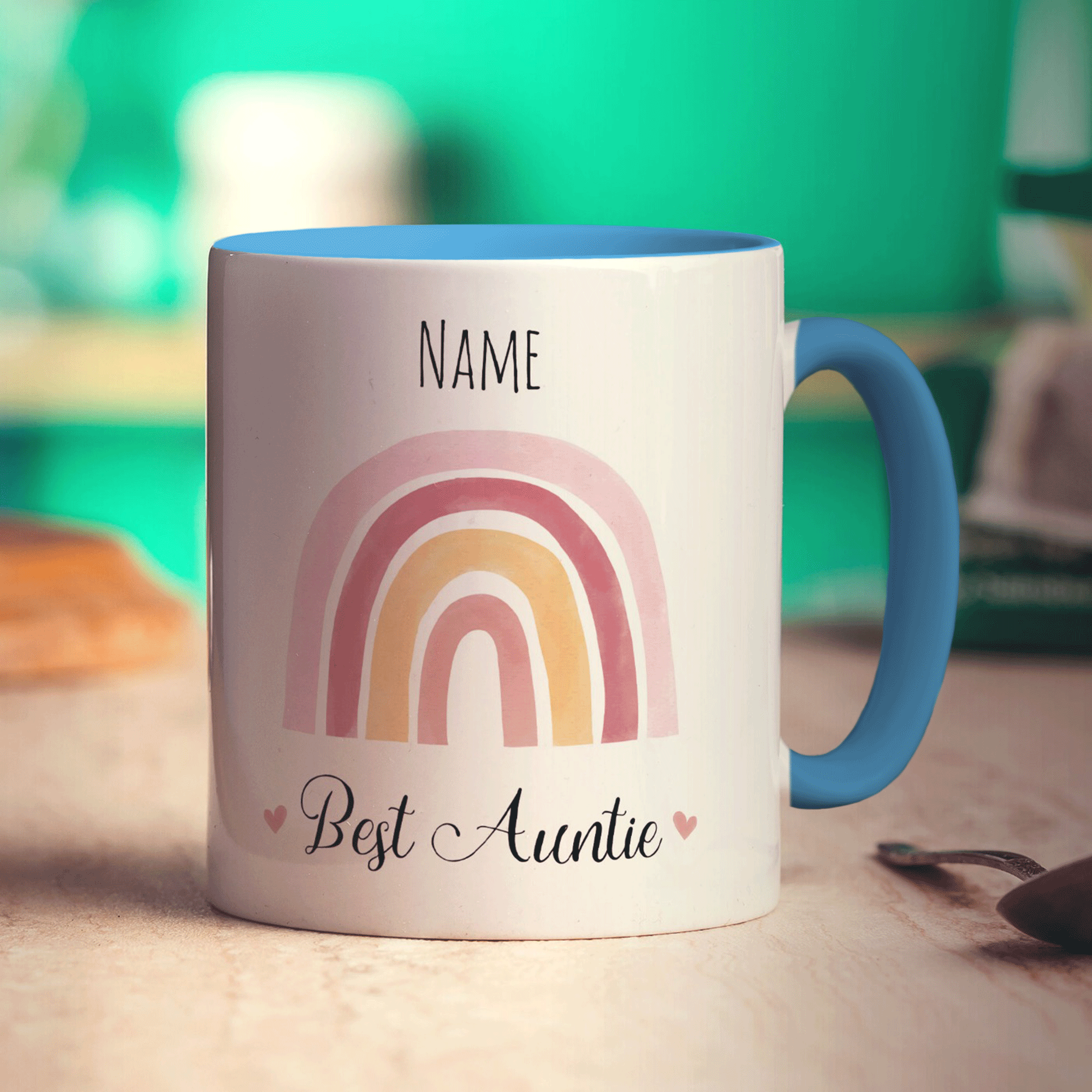Rainbow Best Auntie Personalised Name Mug