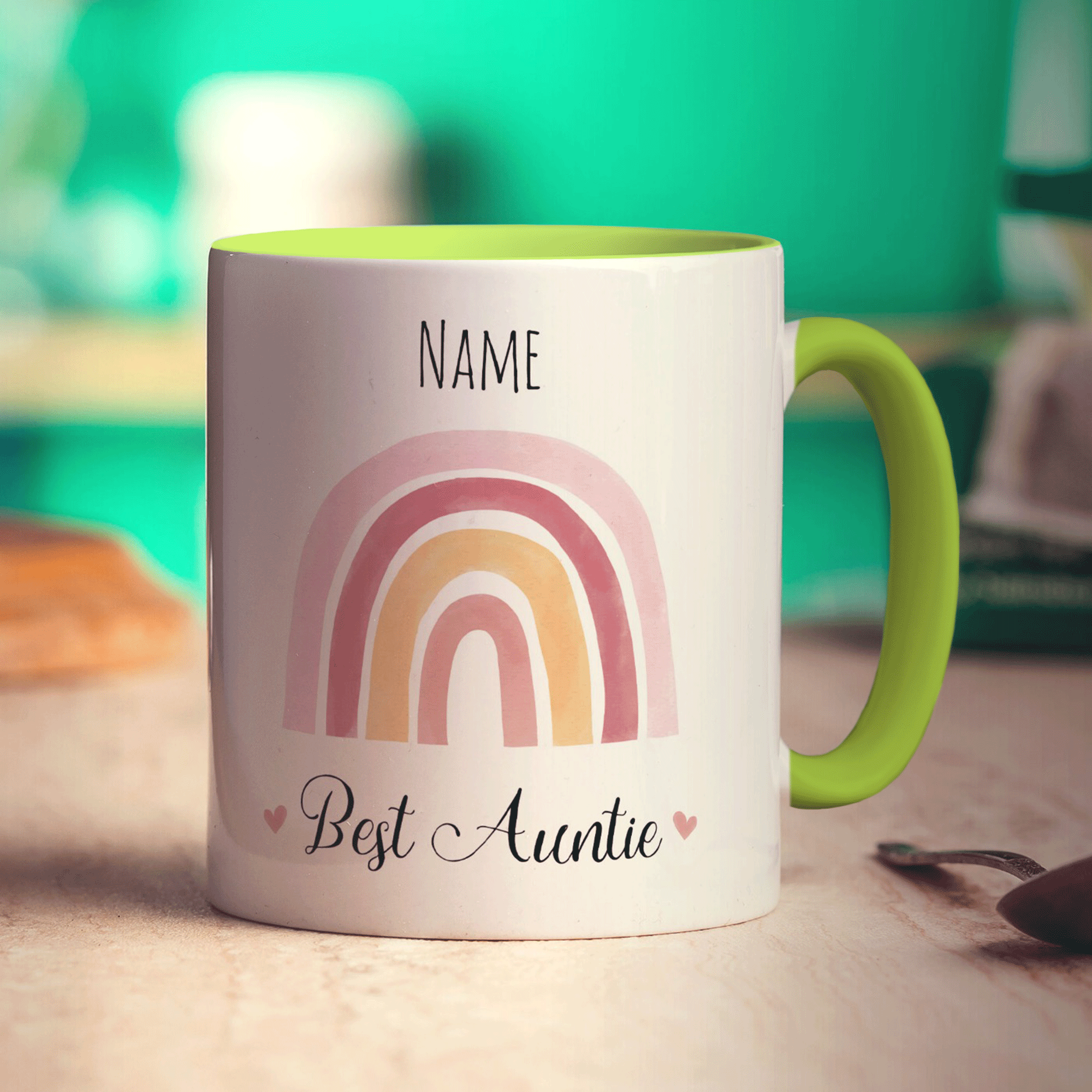 Rainbow Best Auntie Personalised Name Mug