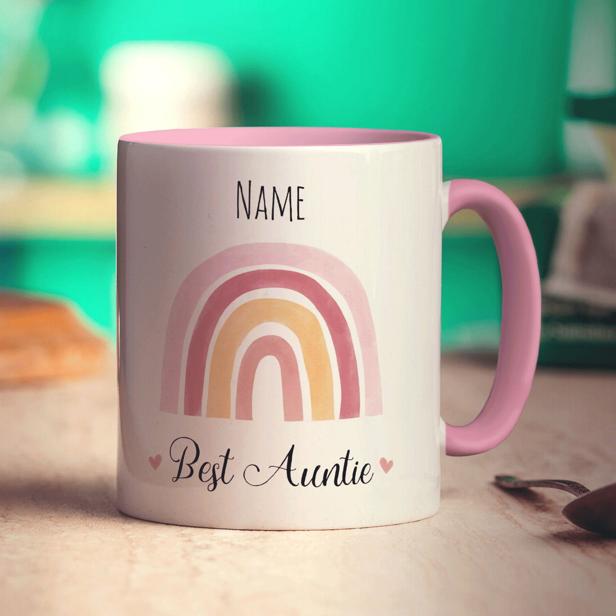 Rainbow Best Auntie Personalised Name Mug