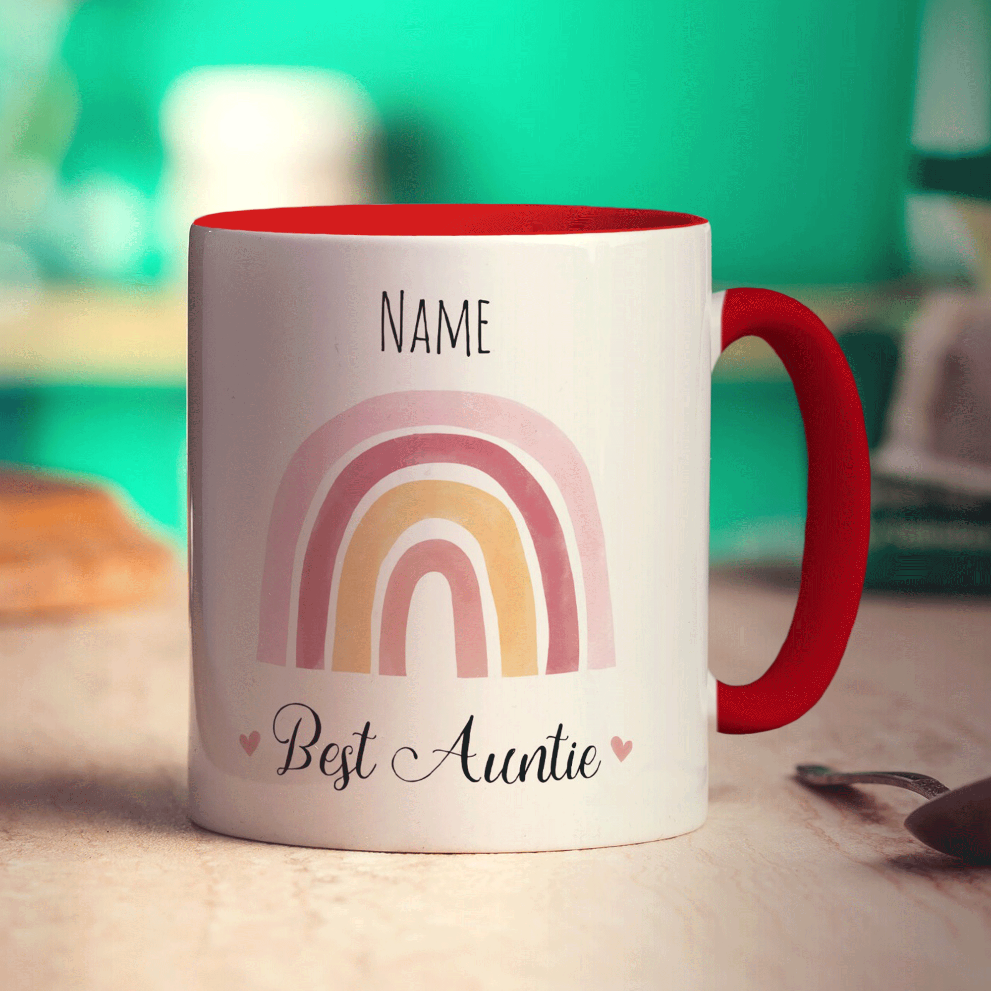 Rainbow Best Auntie Personalised Name Mug