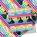 Rainbow Stripes Wrapping Paper with Name & Photo