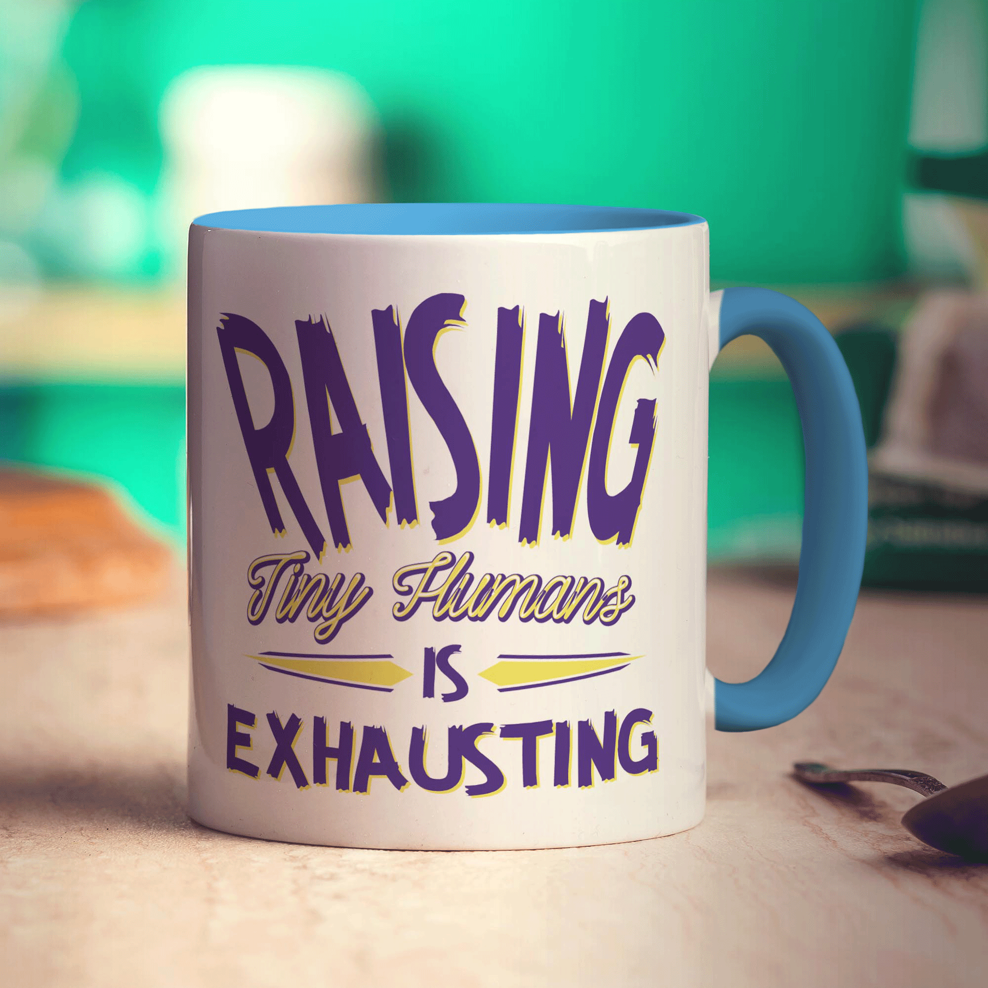 Raising Tiny Humans is Exhausting Mug - Standard 330ml (11oz) / Blue