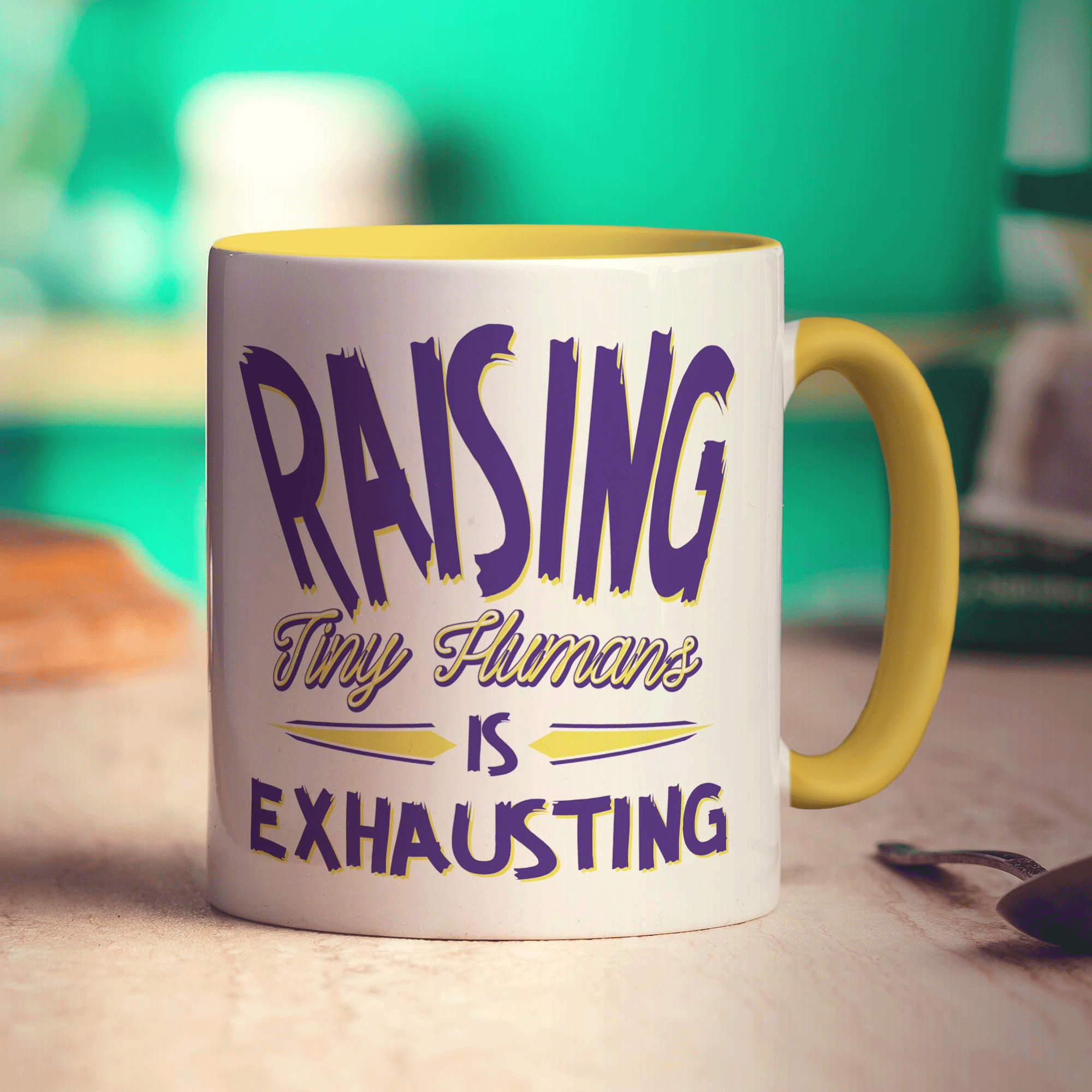Raising Tiny Humans is Exhausting Mug - Standard 330ml (11oz) / Yellow