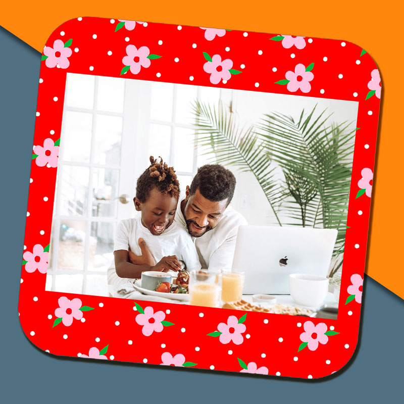 Red Floral Photo Coaster