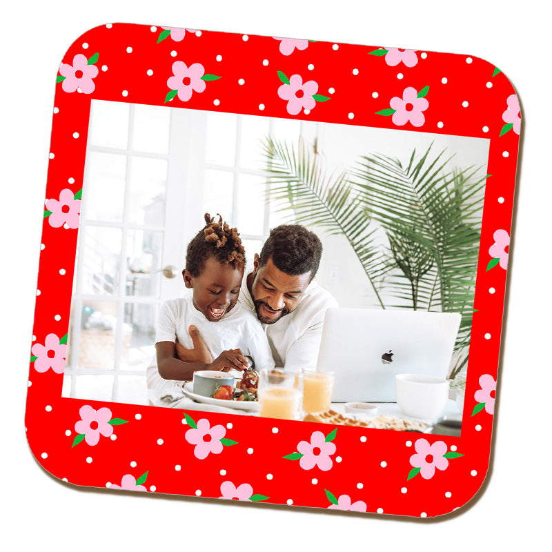 Red Floral Photo Coaster